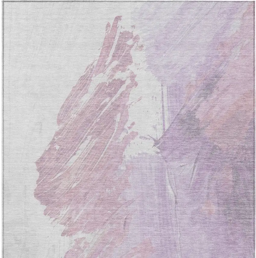 Lavender Ivory And Mauve Abstract Washable Indoor Outdoor Area Rug Photo 8