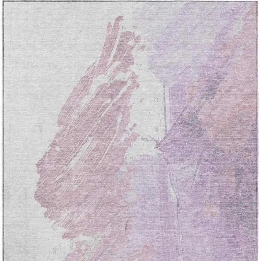 Lavender Ivory And Mauve Abstract Washable Indoor Outdoor Area Rug Photo 4