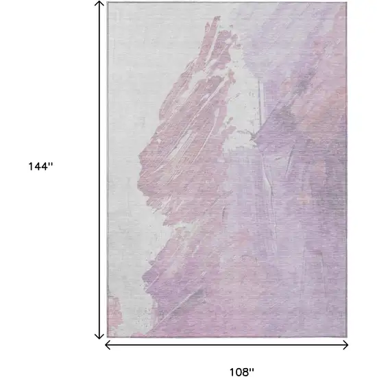 Lavender Ivory And Mauve Abstract Washable Indoor Outdoor Area Rug Photo 9