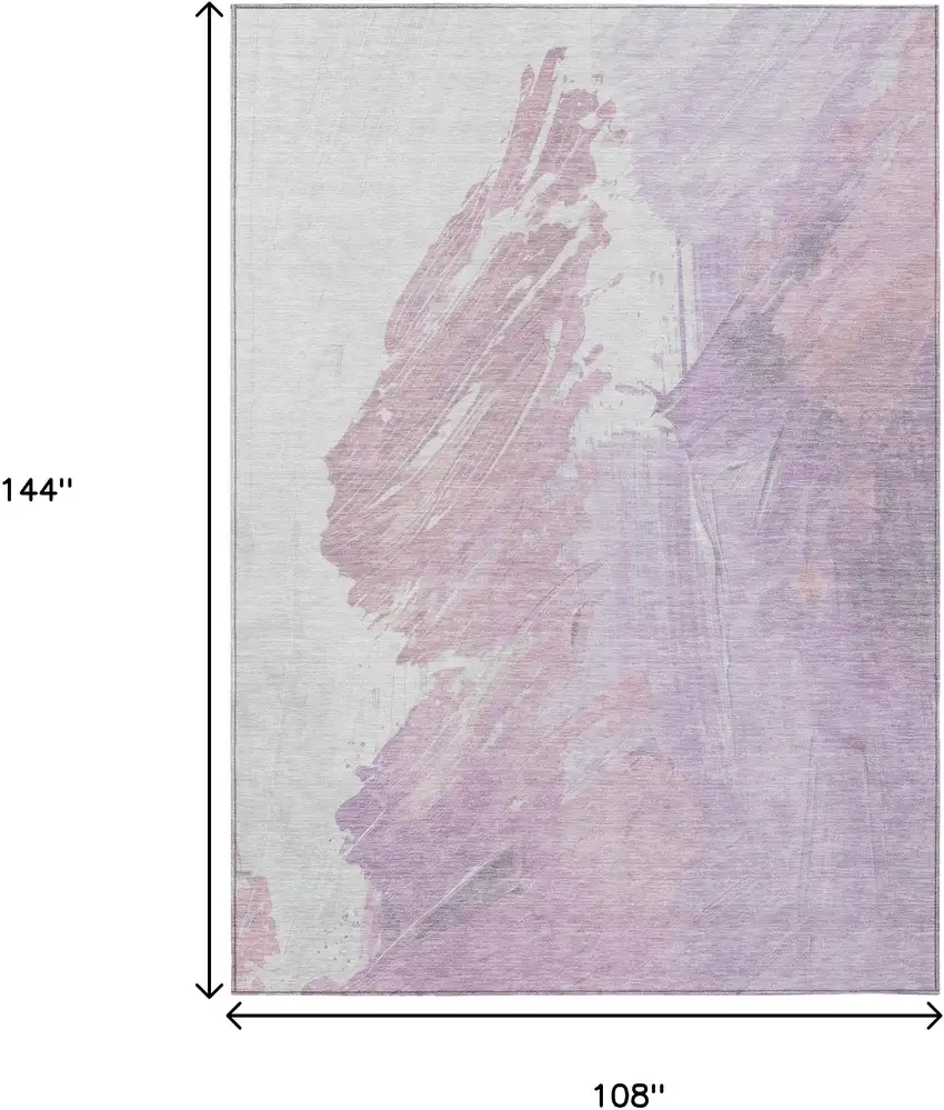 Lavender Ivory And Mauve Abstract Washable Indoor Outdoor Area Rug Photo 9