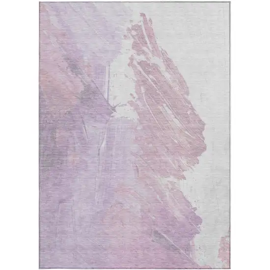 Lavender Ivory And Mauve Abstract Washable Indoor Outdoor Area Rug Photo 3