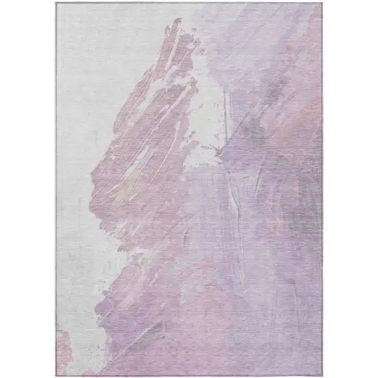 Lavender Ivory And Mauve Abstract Washable Indoor Outdoor Area Rug Photo 1