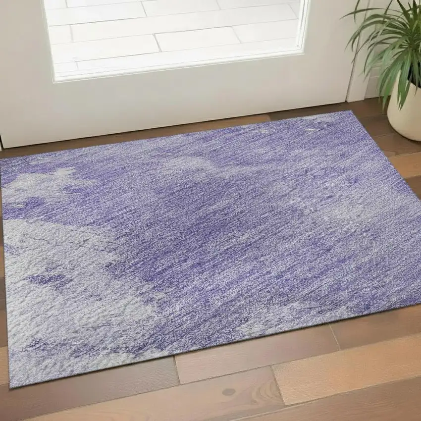 Lavender Ivory And Mint Green Abstract Washable Area Rug With UV Protection Photo 2