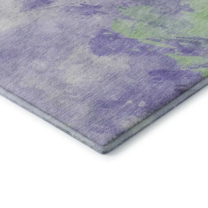 Lavender Ivory And Mint Green Abstract Washable Area Rug With UV Protection Photo 7