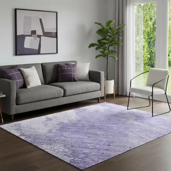 Lavender Ivory And Mint Green Abstract Washable Area Rug With UV Protection Photo 2