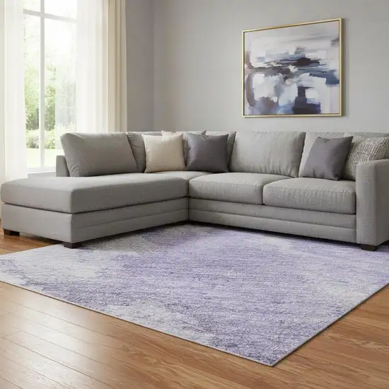 Lavender Ivory And Mint Green Abstract Washable Area Rug With UV Protection Photo 2