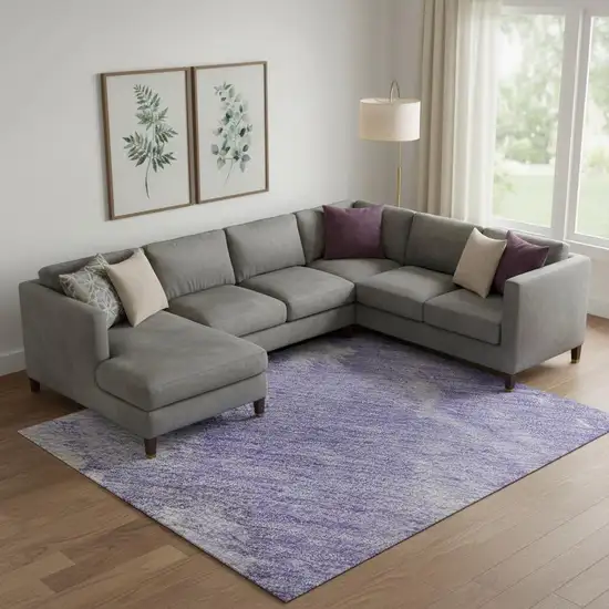 Lavender Ivory And Mint Green Abstract Washable Area Rug With UV Protection Photo 2