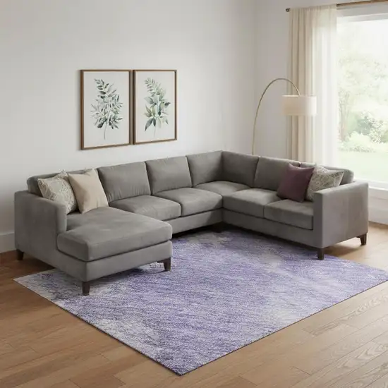 Lavender Ivory And Mint Green Abstract Washable Area Rug With UV Protection Photo 2