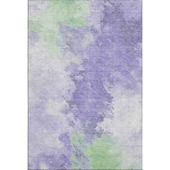 Lavender Ivory And Mint Green Abstract Washable Area Rug With UV Protection Photo 5