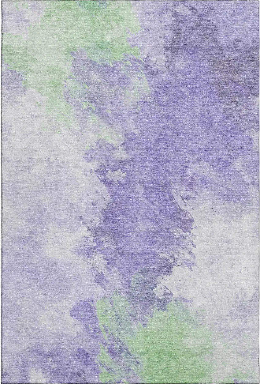 Lavender Ivory And Mint Green Abstract Washable Area Rug With UV Protection Photo 5