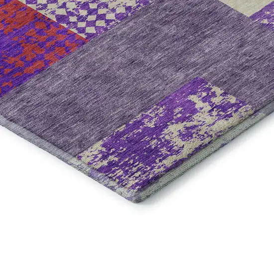 Lavender Ivory And Orange Geometric Washable Area Rug With UV Protection Photo 7