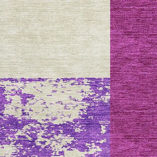 Lavender Ivory And Orange Geometric Washable Area Rug With UV Protection Photo 2