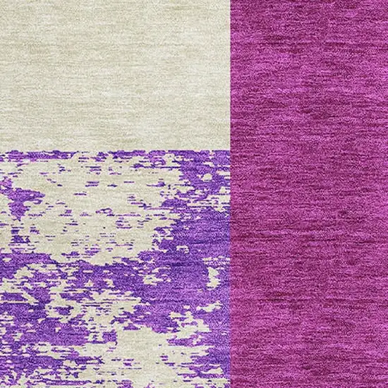 Lavender Ivory And Orange Geometric Washable Area Rug With UV Protection Photo 2