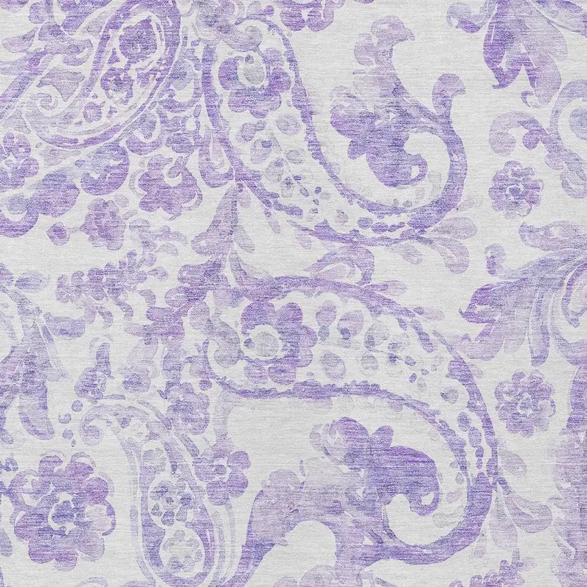 Lavender Ivory And Purple Paisley Washable Indoor Outdoor Area Rug Photo 6