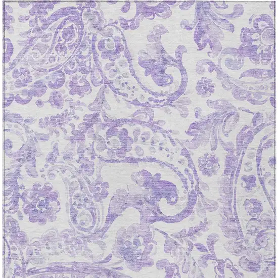 Lavender Ivory And Purple Paisley Washable Indoor Outdoor Area Rug Photo 6