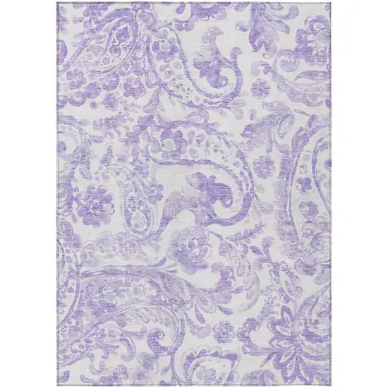 Lavender Ivory And Purple Paisley Washable Indoor Outdoor Area Rug Photo 2