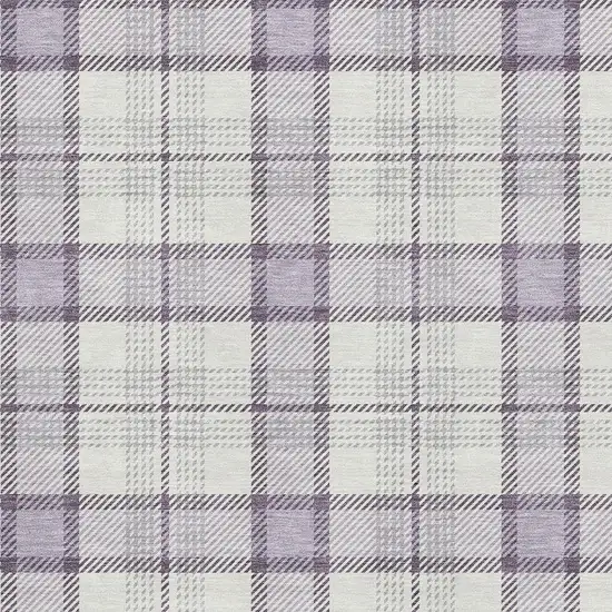 Lavender Ivory And Purple Plaid Washable Area Rug With UV Protection Photo 2