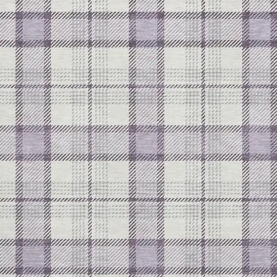 Lavender Ivory And Purple Plaid Washable Area Rug With UV Protection Photo 2
