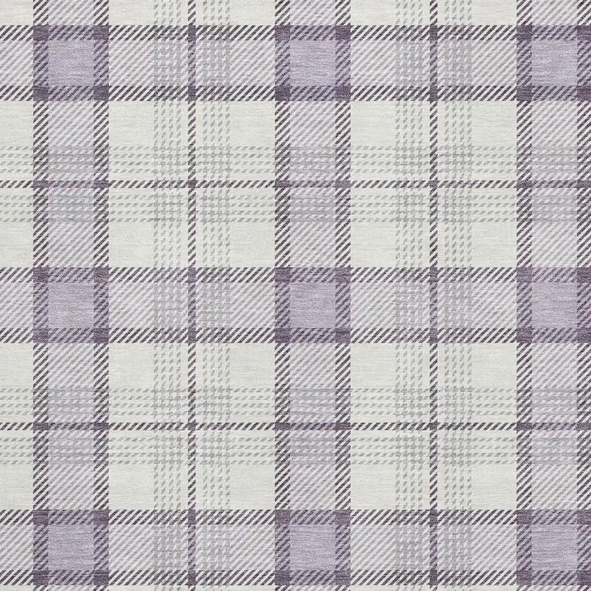 Lavender Ivory And Purple Plaid Washable Area Rug With UV Protection Photo 2