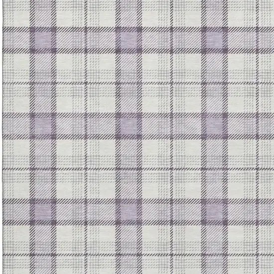Lavender Ivory And Purple Plaid Washable Area Rug With UV Protection Photo 3