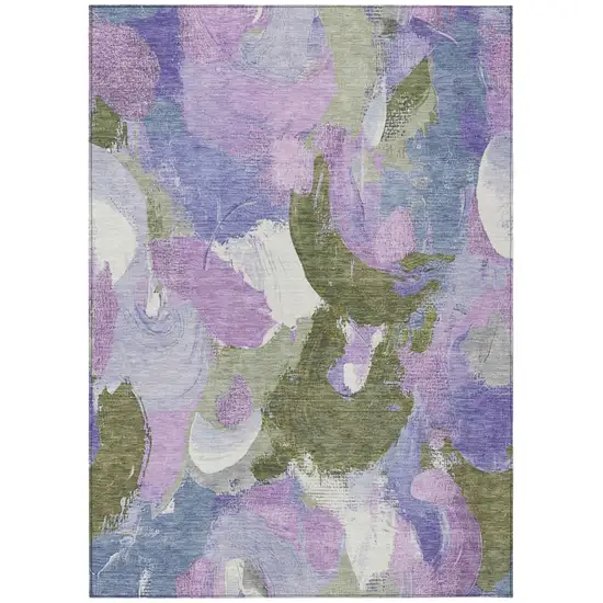 Lavender Ivory And Sage Abstract Washable Indoor Outdoor Area Rug Photo 7