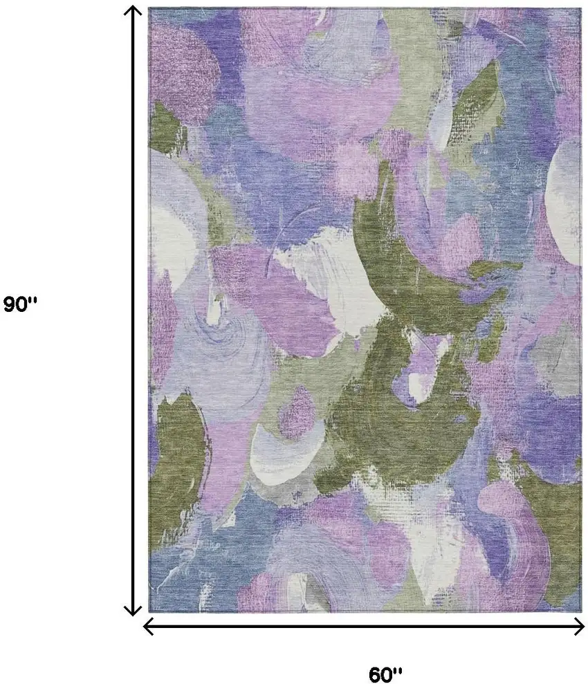 Lavender Ivory And Sage Abstract Washable Indoor Outdoor Area Rug Photo 8