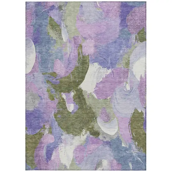 Lavender Ivory And Sage Abstract Washable Indoor Outdoor Area Rug Photo 8