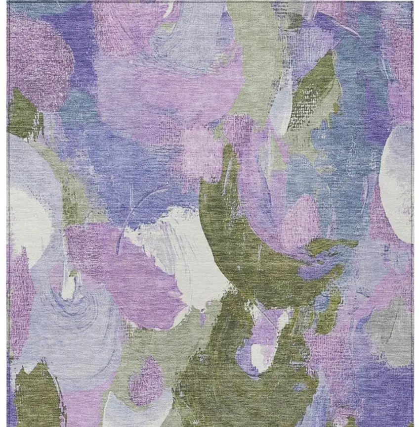 Lavender Ivory And Sage Abstract Washable Indoor Outdoor Area Rug Photo 6