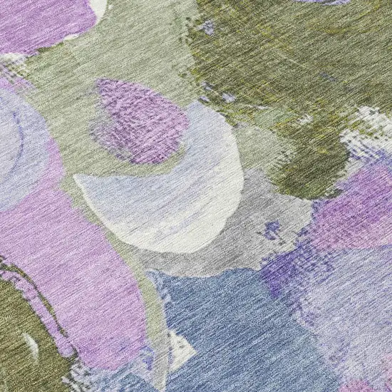 Lavender Ivory And Sage Abstract Washable Indoor Outdoor Area Rug Photo 1