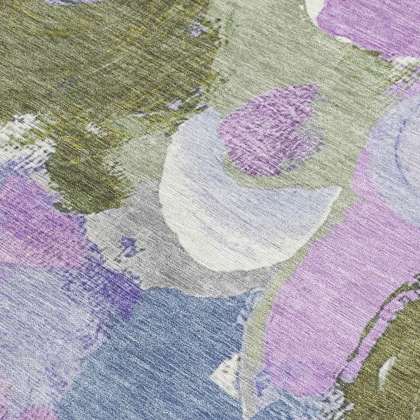 Lavender Ivory And Sage Abstract Washable Indoor Outdoor Area Rug Photo 3