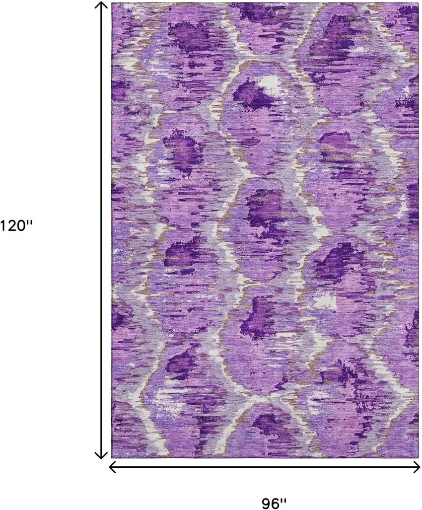 Lavender Ivory And Taupe Diamond Washable Area Rug With UV Protection Photo 3