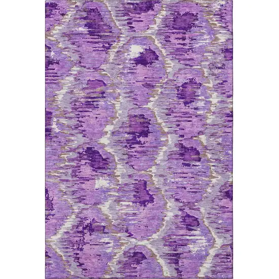 Lavender Ivory And Taupe Diamond Washable Area Rug With UV Protection Photo 4