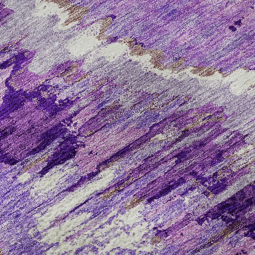 Lavender Ivory And Taupe Diamond Washable Area Rug With UV Protection Photo 9