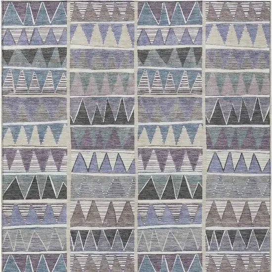 Lavender Ivory Taupe And Denim Blue Geometric Washable Indoor Outdoor Area Rug Photo 3