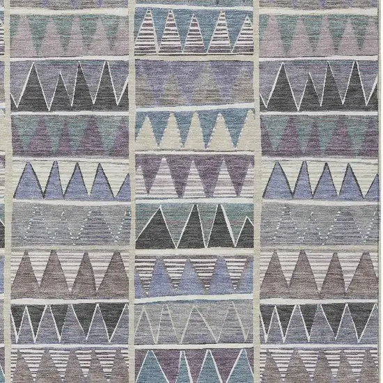 Lavender Ivory Taupe And Denim Blue Geometric Washable Indoor Outdoor Area Rug Photo 4
