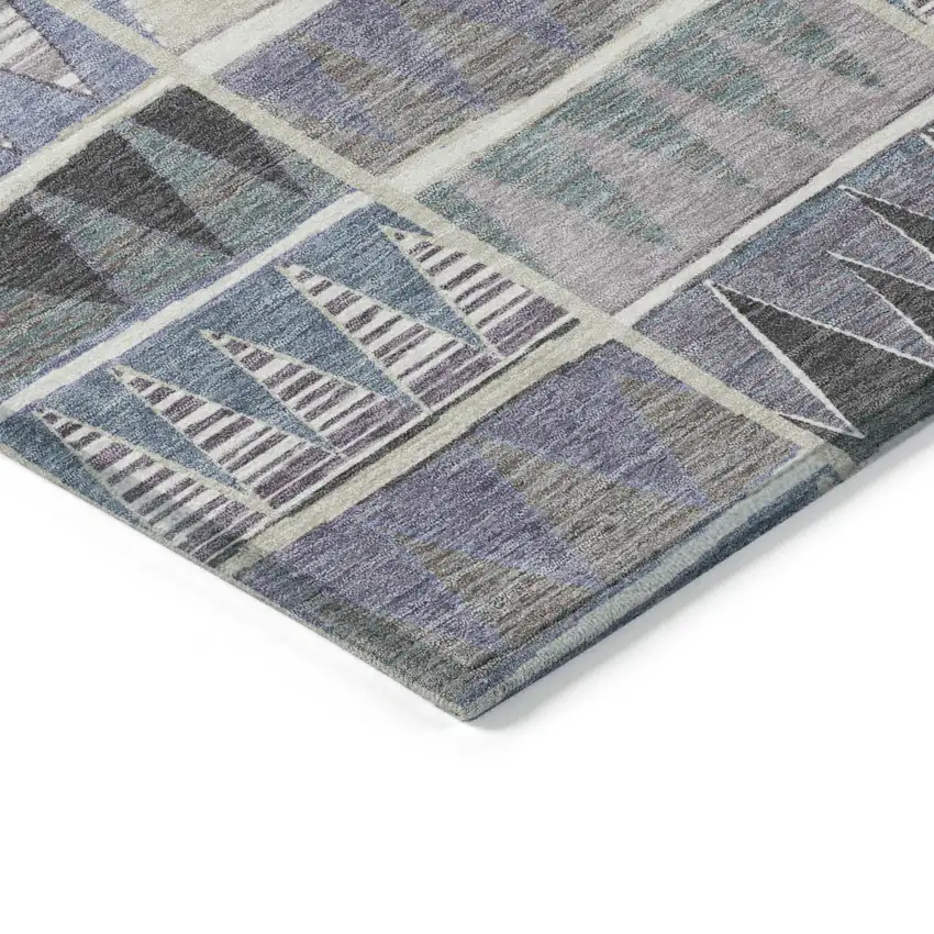 Lavender Ivory Taupe And Denim Blue Geometric Washable Indoor Outdoor Area Rug Photo 5