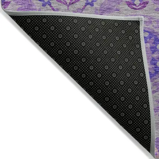Lavender Lilac And Gray Floral Washable Indoor Outdoor Area Rug Photo 2
