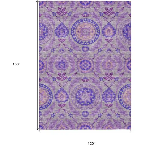 Lavender Lilac And Gray Floral Washable Indoor Outdoor Area Rug Photo 7
