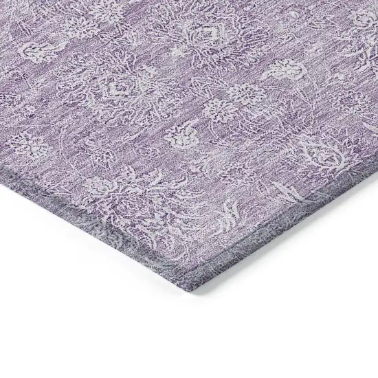 Lavender Lilac And Ivory Floral Washable Indoor Outdoor Area Rug Photo 2