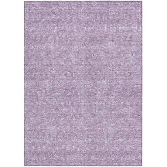Lavender Lilac And Ivory Floral Washable Indoor Outdoor Area Rug Photo 4