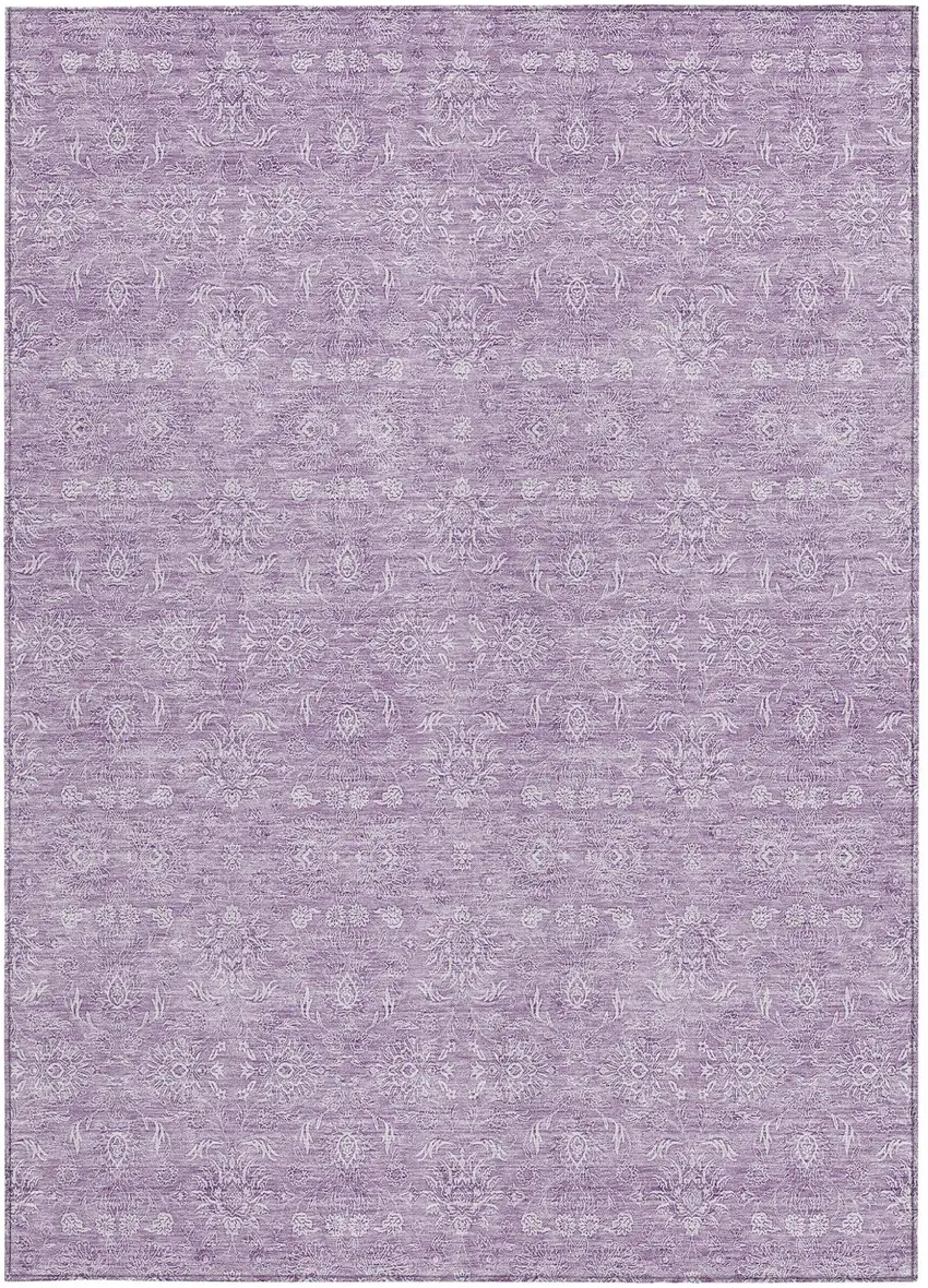 Lavender Lilac And Ivory Floral Washable Indoor Outdoor Area Rug Photo 4