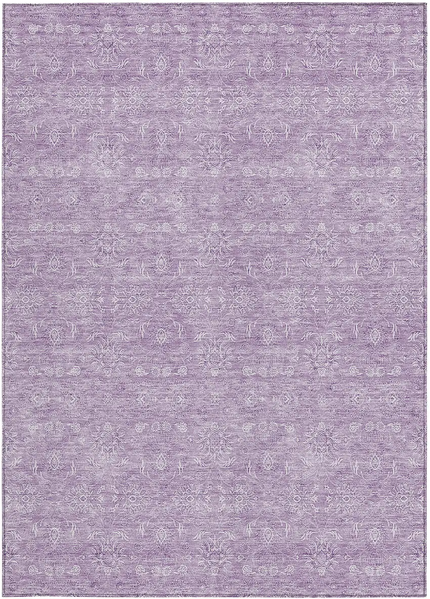 Lavender Lilac And Ivory Floral Washable Indoor Outdoor Area Rug Photo 4
