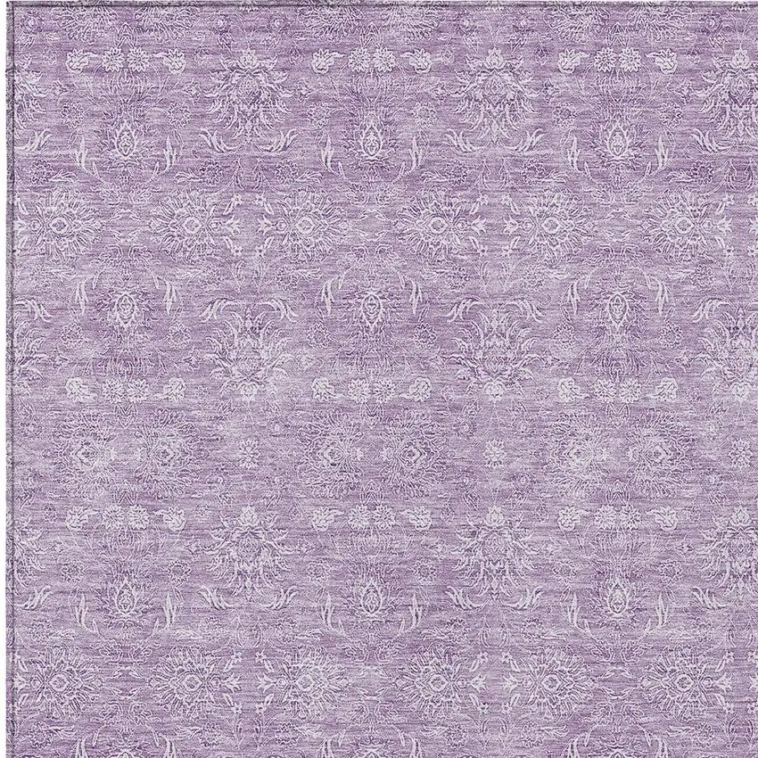Lavender Lilac And Ivory Floral Washable Indoor Outdoor Area Rug Photo 3
