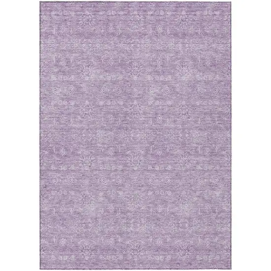 Lavender Lilac And Ivory Floral Washable Indoor Outdoor Area Rug Photo 1
