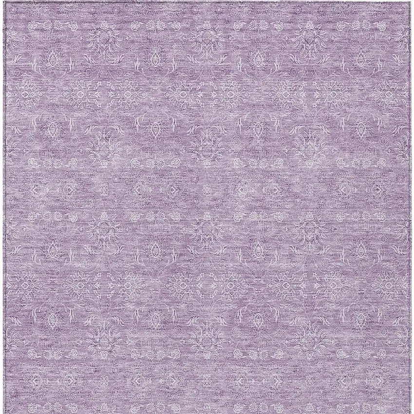 Lavender Lilac And Ivory Floral Washable Indoor Outdoor Area Rug Photo 4