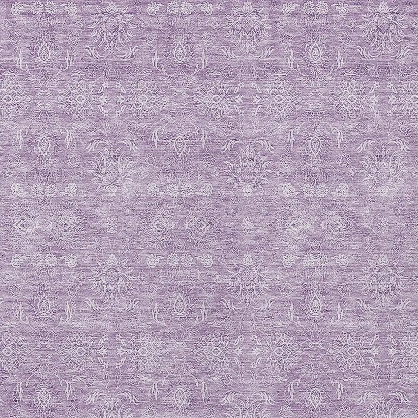 Lavender Lilac And Ivory Floral Washable Indoor Outdoor Area Rug Photo 5