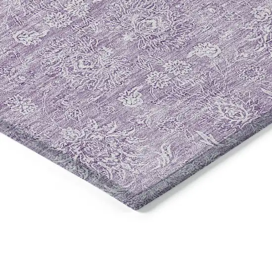 Lavender Lilac And Ivory Floral Washable Indoor Outdoor Area Rug Photo 2