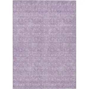 Photo of Lavender Lilac And Ivory Floral Washable Indoor Outdoor Area Rug