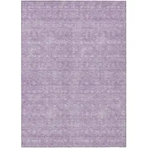 Photo of Lavender Lilac And Ivory Floral Washable Indoor Outdoor Area Rug