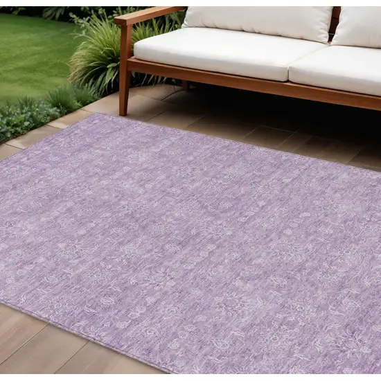 Lavender Lilac And Ivory Floral Washable Indoor Outdoor Area Rug Photo 1